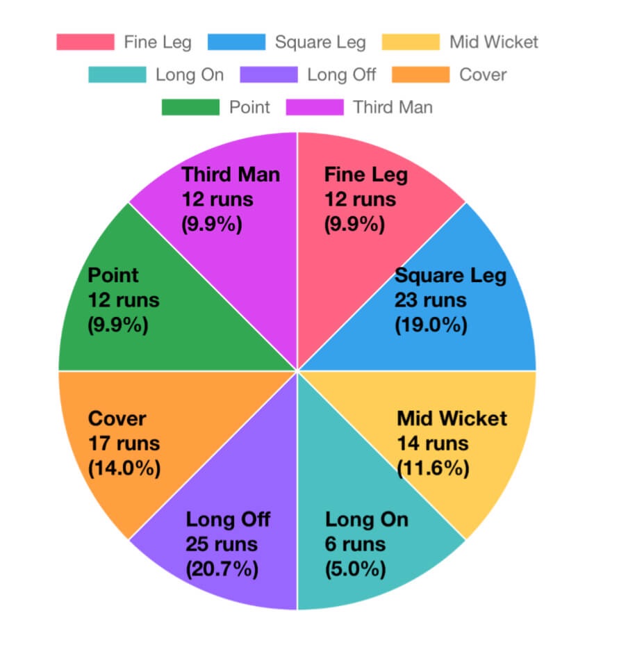 Cricket Wagon Wheel Chart showing shot directions and scoring areas on the field