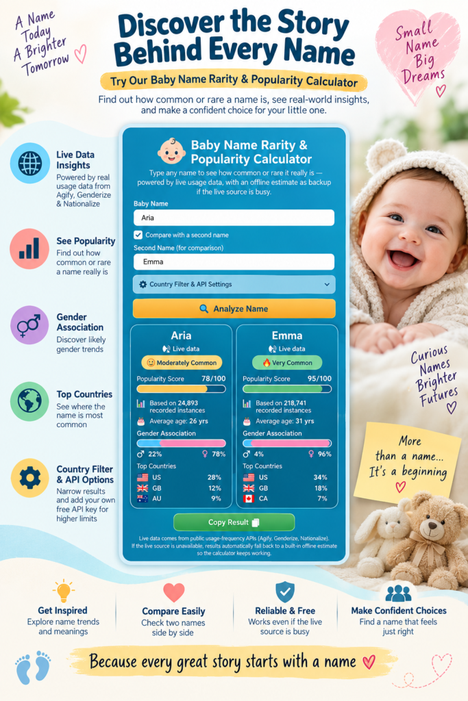 Baby Name Rarity & Popularity Calculator – Find Out How Common or Rare Your Baby’s Name Is